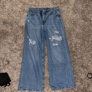 Divided Blue Distressed Flare Jeans